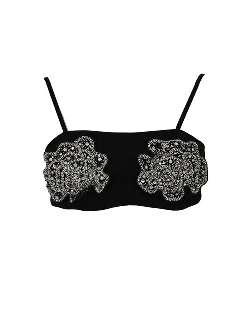 Top reggiseno Barbabietole in viscosa stretch con rose gioiello ricamate PINKO | 106622 A31PZ99